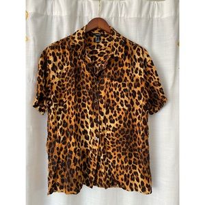 Leopard print button down